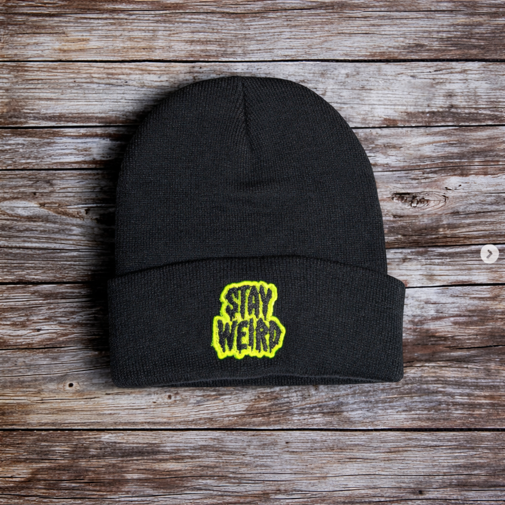 Stay Weird Toque – Neon Embroidered Cuff Hat